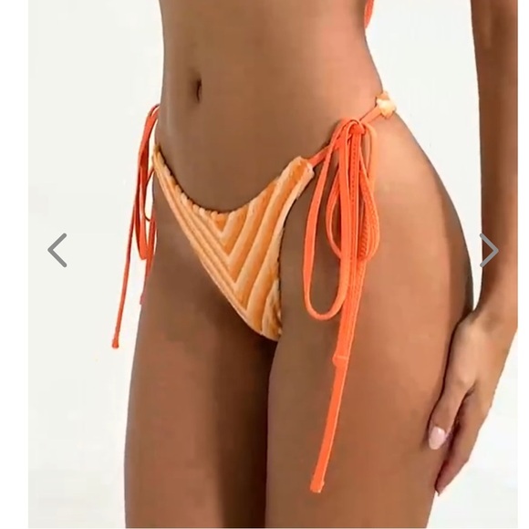 NWT OneOne Swimwear Bikini Set Orange Tangerine Dream Triangle Ariel Terry Cute - Picture 7 of 12